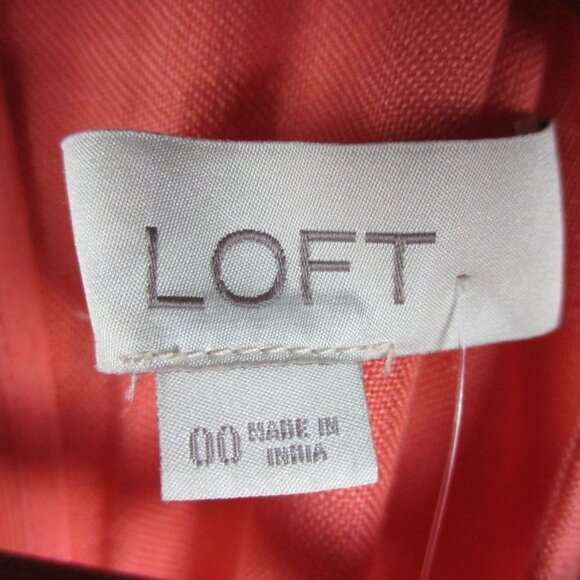 LOFT Peach Fit & Flair Front Tie Linen Dress Size 00 NEW - Picture 9 of 10